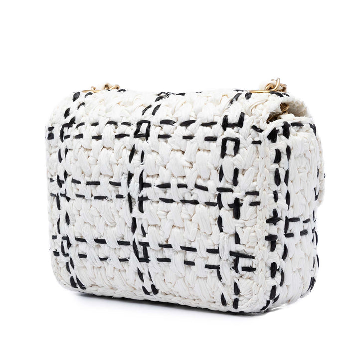 Chanel CC Mini Raffia Effect Tweed à rabat