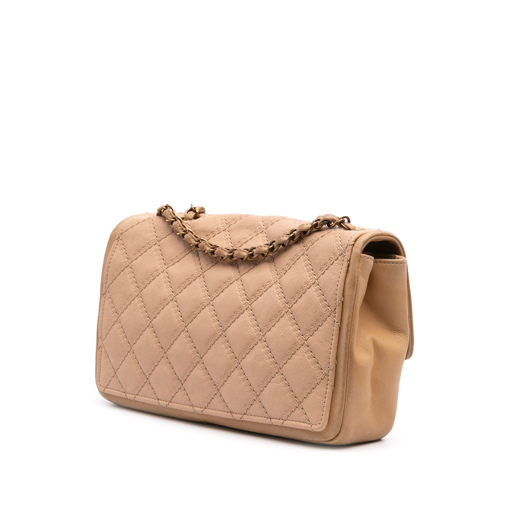 Medium Bicolor Calfskin Graphic Flap Brown - Gaby Paris