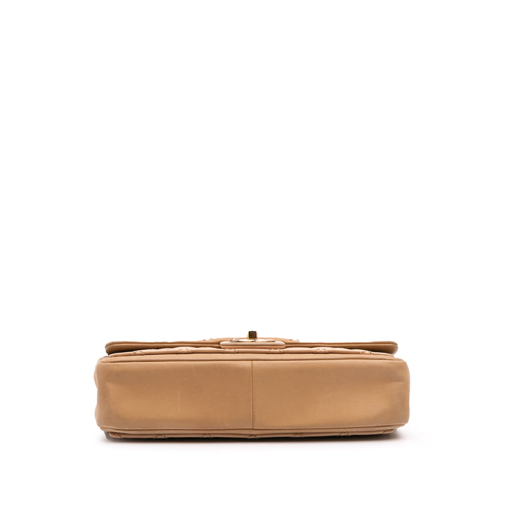 Medium Bicolor Calfskin Graphic Flap Brown - Gaby Paris