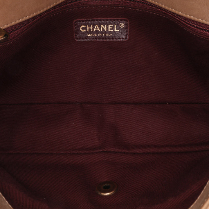Medium Bicolor Calfskin Graphic Flap Brown - Gaby Paris