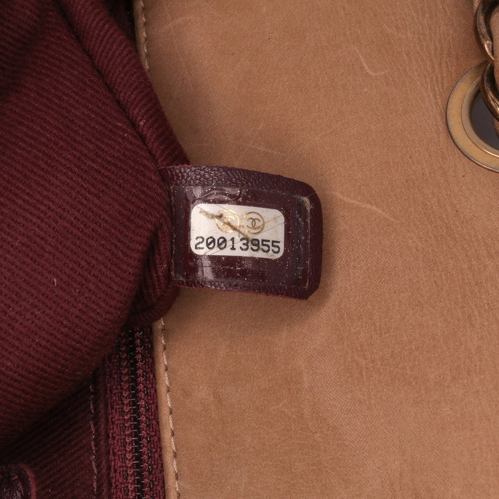 Medium Bicolor Calfskin Graphic Flap Brown - Gaby Paris