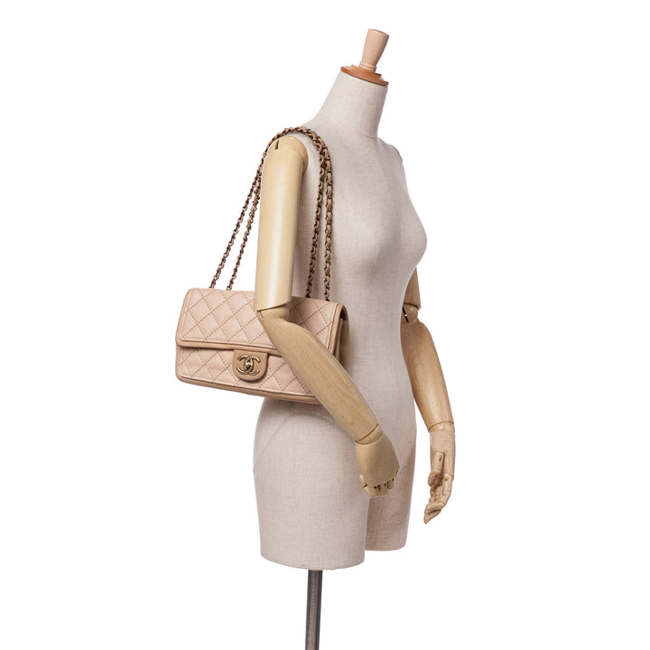 Medium Bicolor Calfskin Graphic Flap Brown - Gaby Paris