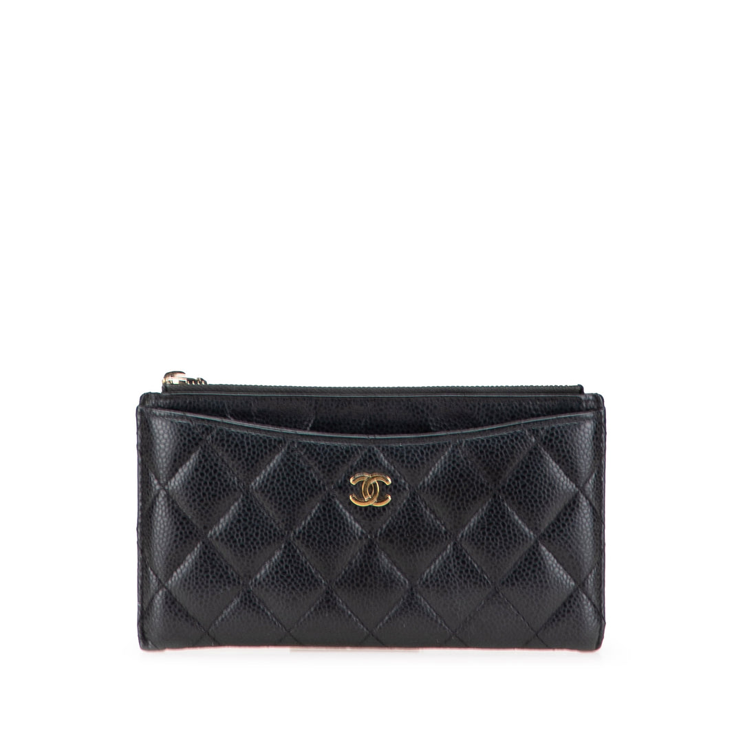 CC Quilted Caviar Classic Zip Pouch Black - Gaby Paris