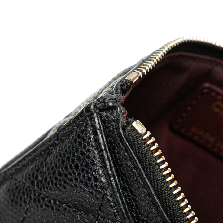 CC Quilted Caviar Classic Zip Pouch Black - Gaby Paris