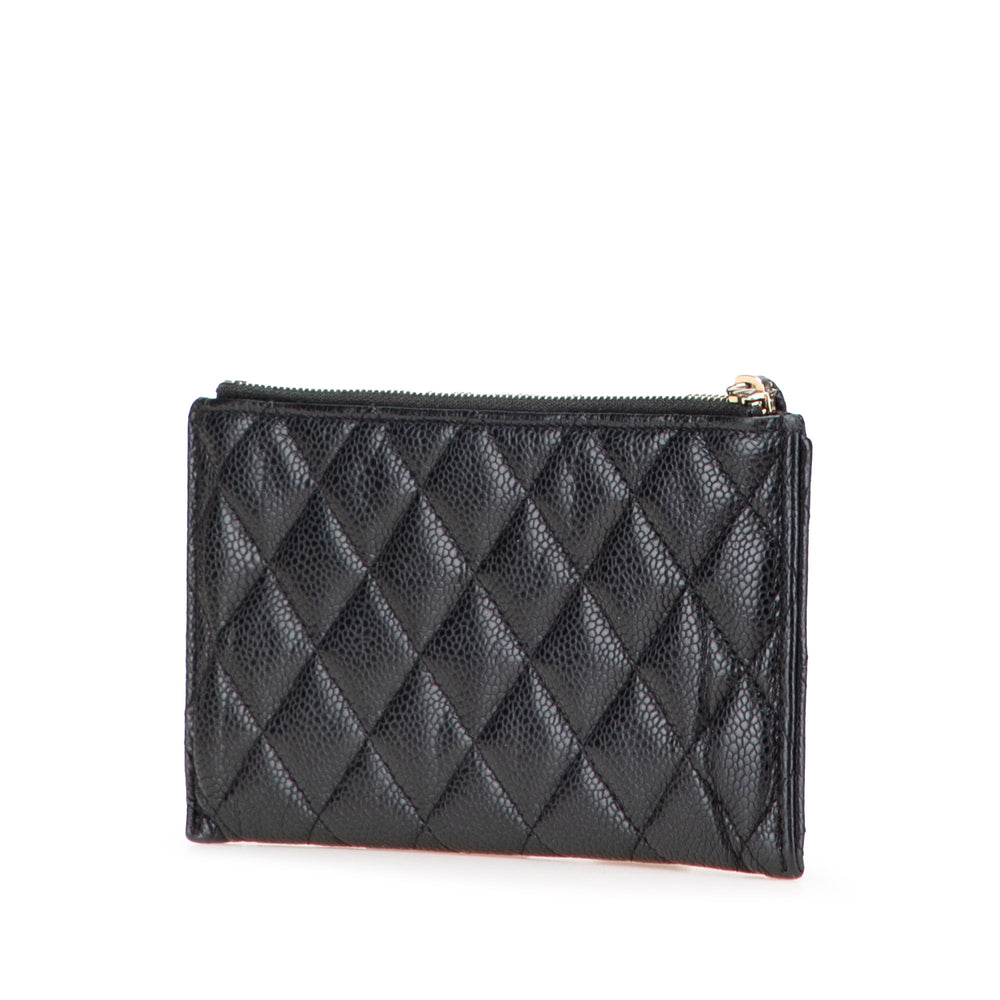 CC Quilted Caviar Classic Zip Pouch Black - Gaby Paris