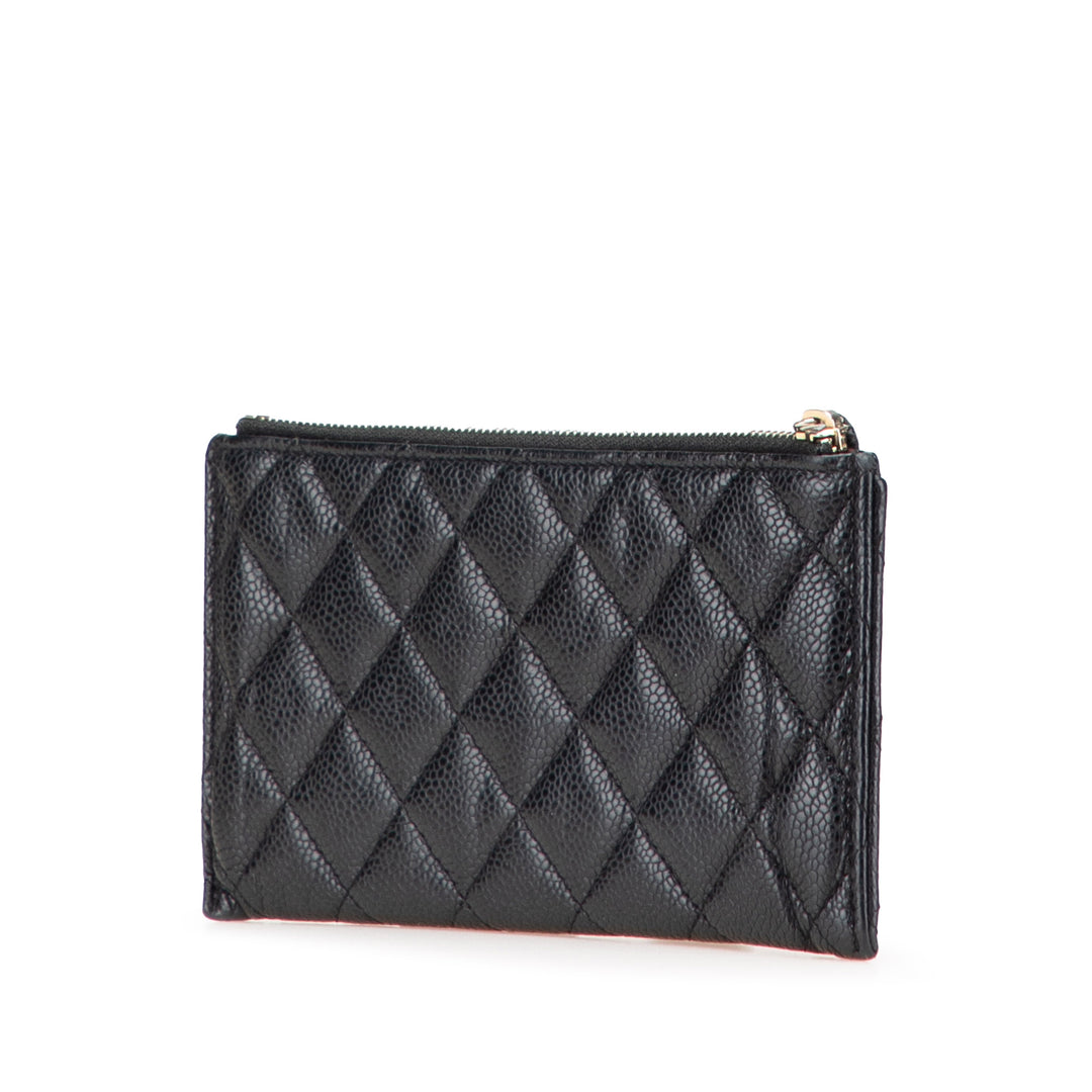 CC Quilted Caviar Classic Zip Pouch Black - Gaby Paris