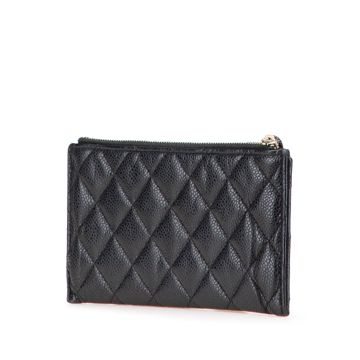 CC Quilted Caviar Classic Zip Pouch Black - Gaby Paris