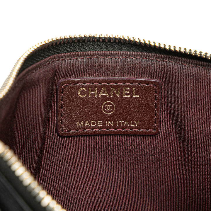 CC Quilted Caviar Classic Zip Pouch Black - Gaby Paris