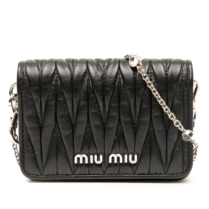 Miu Miu Mini Matelasse Nappa Miu Delice Sac porté croisé Noir