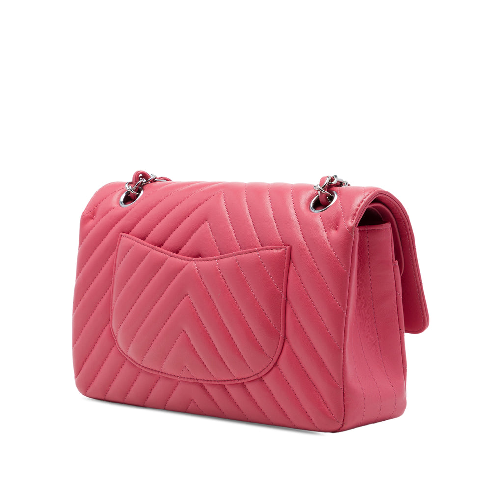 Chanel Classic Chevron Double rabat Moyen Cuir d'agneau Rose – vue 2 – GABY PARIS