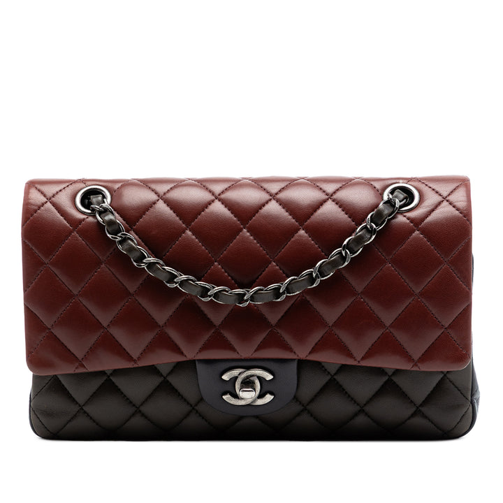 Chanel Medium Classic Tricolor Cuir d’agneau Double rabat