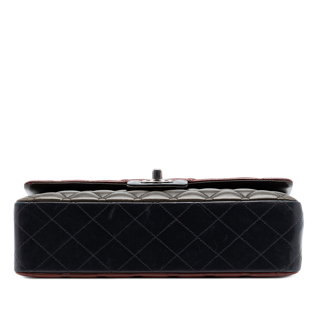 Chanel Medium Classic Tricolor Cuir d’agneau Double rabat