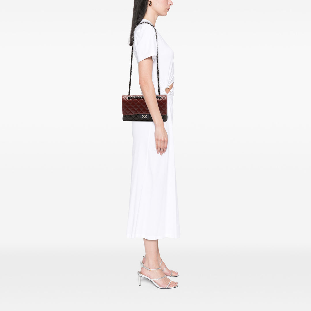 Chanel Medium Classic Tricolor Cuir d’agneau Double rabat