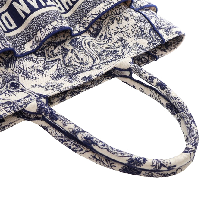 Canvas Embroidered Toile De Jouy Catherine Tote Blue - Gaby Paris