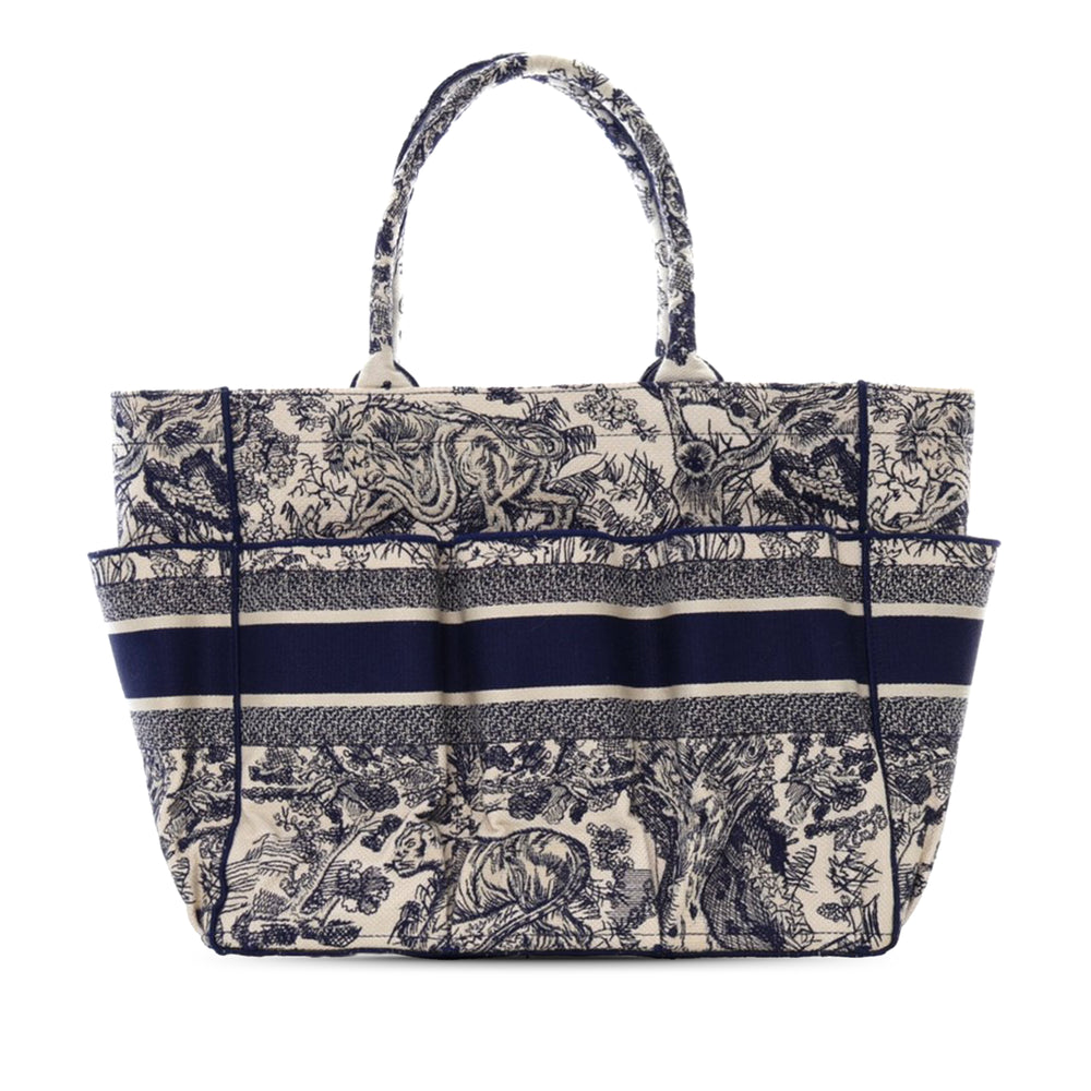Canvas Embroidered Toile De Jouy Catherine Tote Blue - Gaby Paris