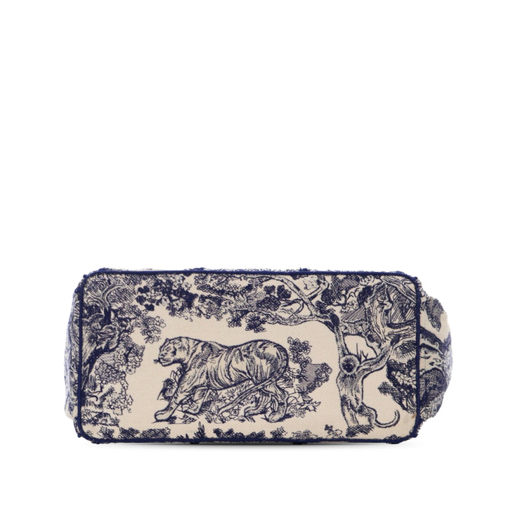 Canvas Embroidered Toile De Jouy Catherine Tote Blue - Gaby Paris