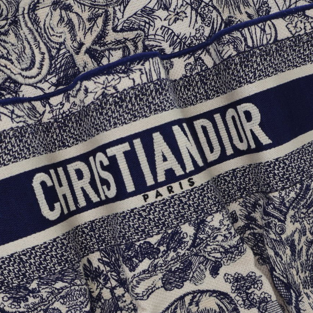 Canvas Embroidered Toile De Jouy Catherine Tote Blue - Gaby Paris