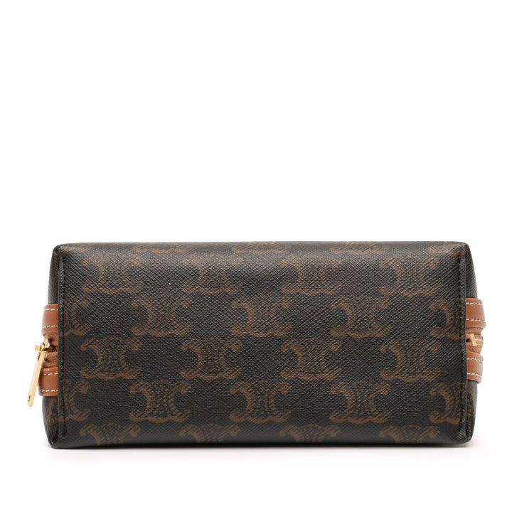 Celine Triomphe Pochette avec chaîne Triomphe enduite Marron – vue 3 – GABY PARIS