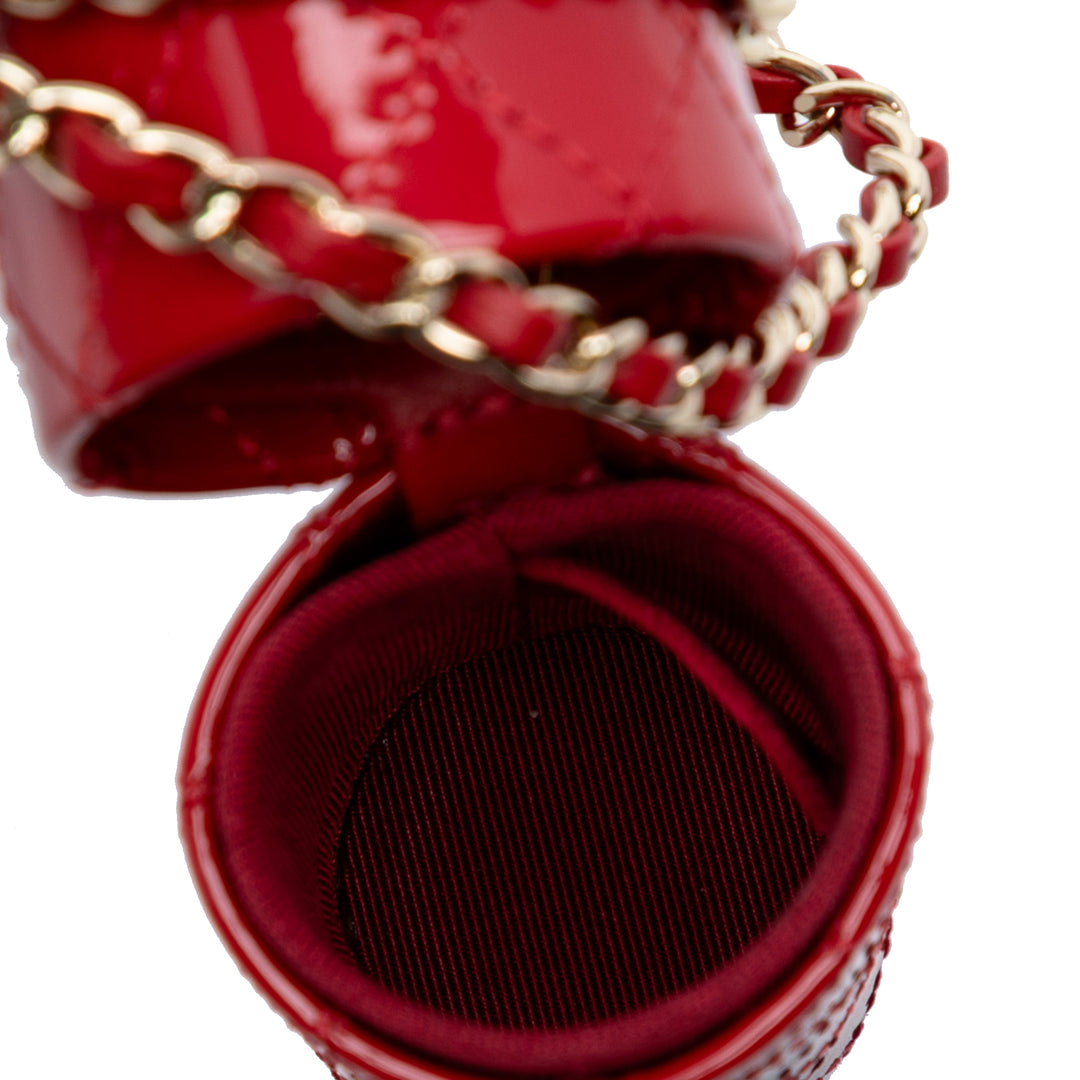 Chanel CC Matelassé Cuir verni Lipstick Étui