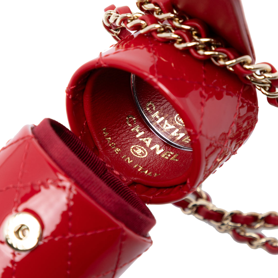 Chanel CC Matelassé Cuir verni Lipstick Étui