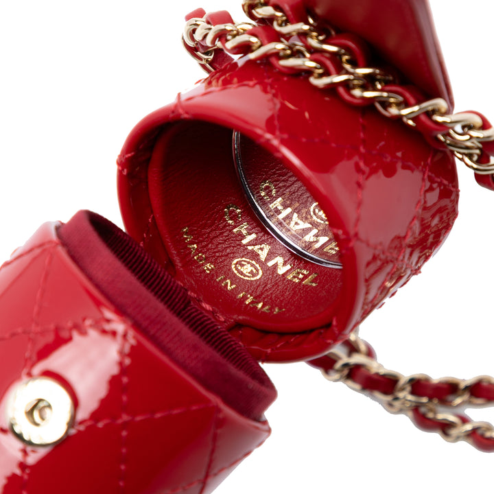 Chanel CC Matelassé Cuir verni Lipstick Étui