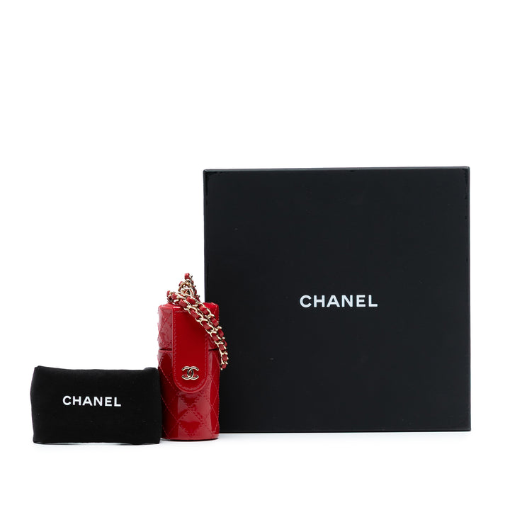 Chanel CC Matelassé Cuir verni Lipstick Étui
