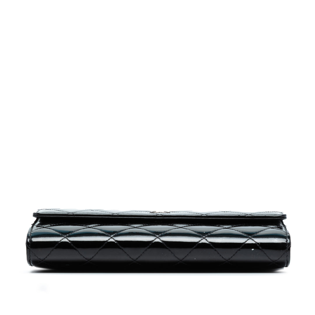 Chanel Large CC Quilted Cuir verni Flap Wallet Noir