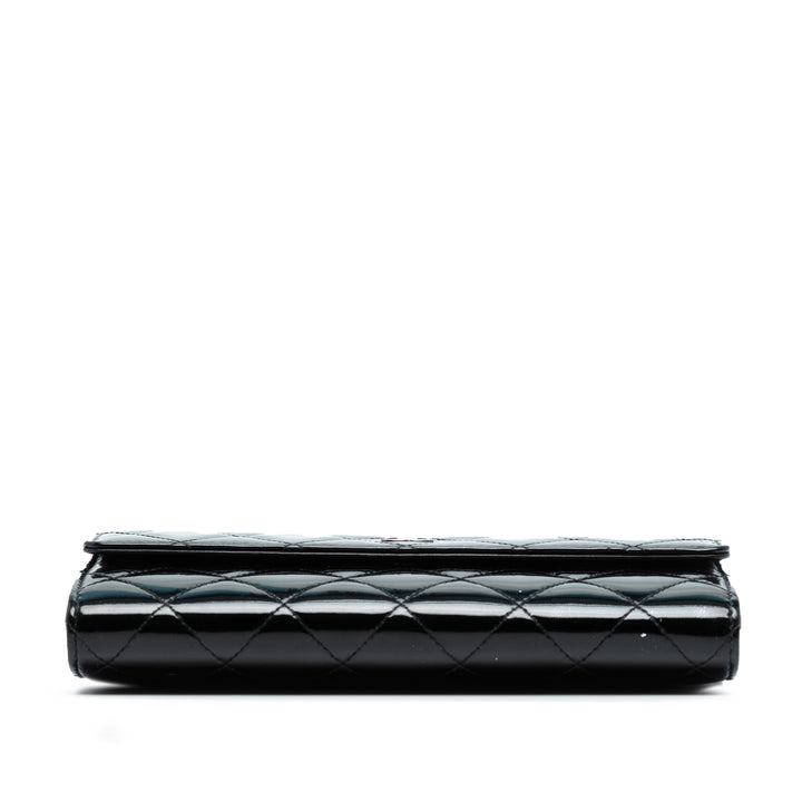 Chanel Large CC Quilted Cuir verni Flap Wallet Noir