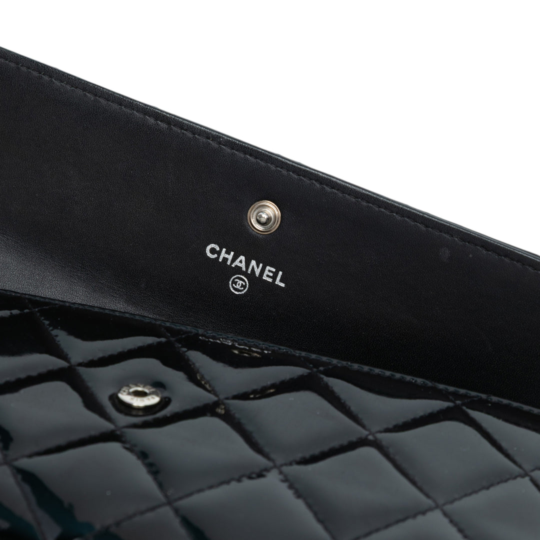 Chanel Large CC Quilted Cuir verni Flap Wallet Noir