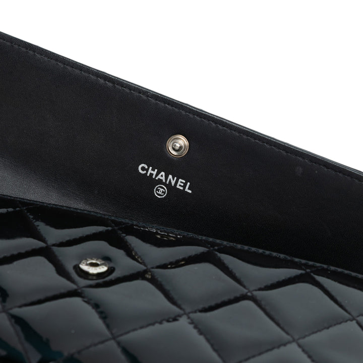 Chanel Large CC Quilted Cuir verni Flap Wallet Noir