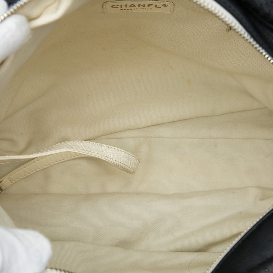 perforé Baseball Spirit Ligne Hobo Cuir d'agneau Noir