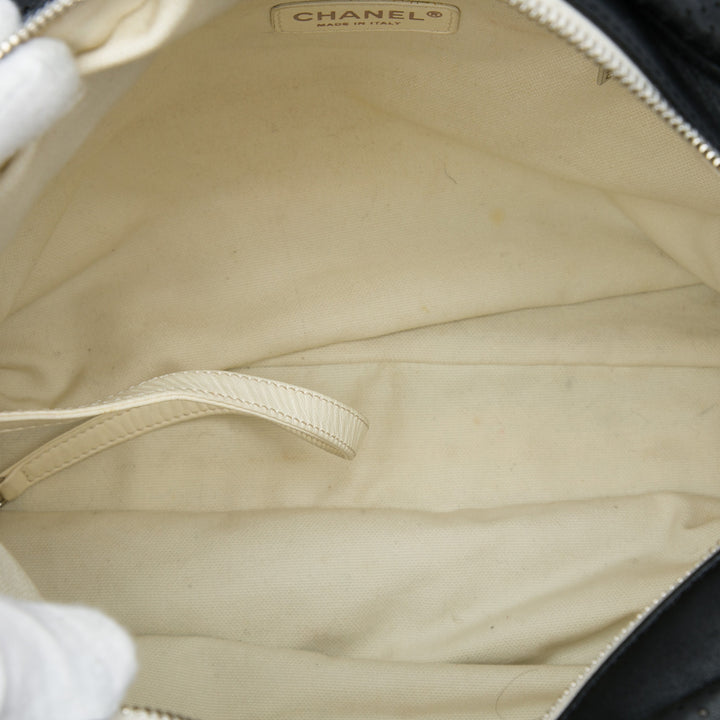 perforé Baseball Spirit Ligne Hobo Cuir d'agneau Noir
