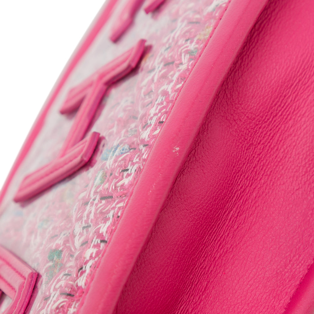 Tweed and PVC Phone Clutch with Chain Pink - Gaby Paris