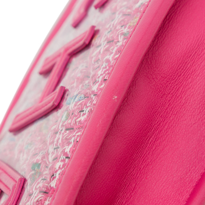 Tweed and PVC Phone Clutch with Chain Pink - Gaby Paris