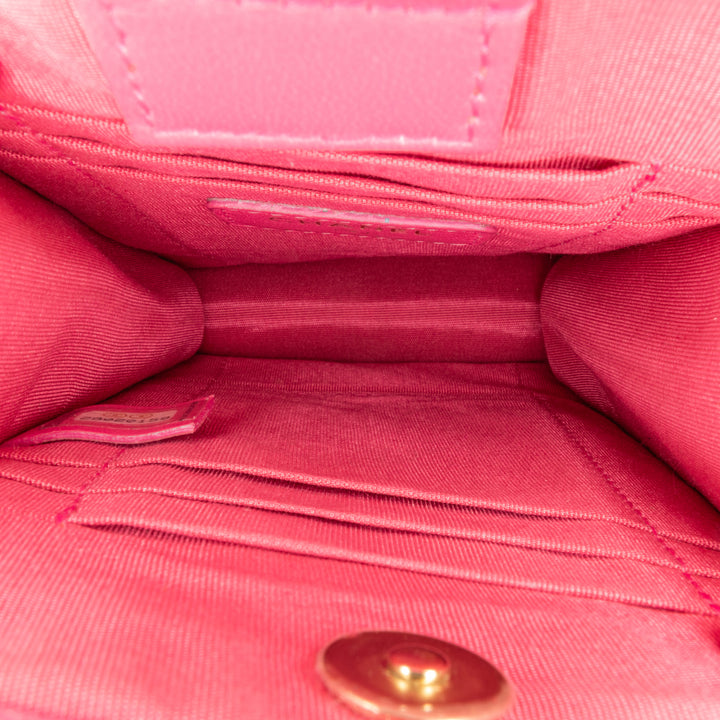 Tweed and PVC Phone Clutch with Chain Pink - Gaby Paris
