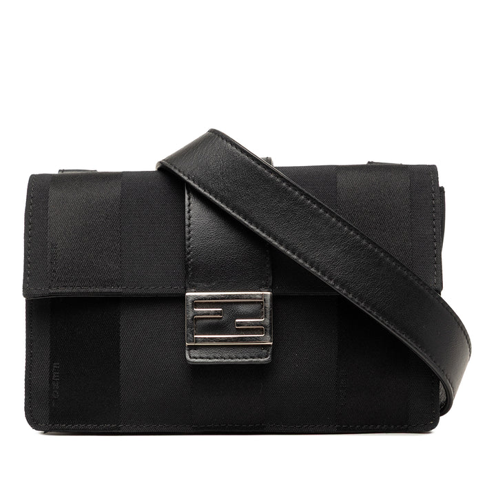Fendi Pequin Nylon Convertible Baguette Pochette