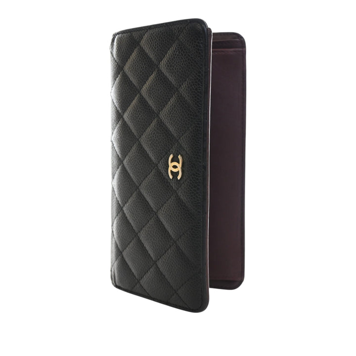 Chanel CC Matelassé Caviar Yen Bifold Portefeuille long