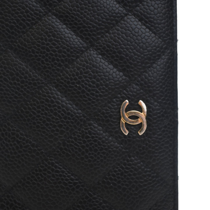 Chanel CC Matelassé Caviar Yen Bifold Portefeuille long