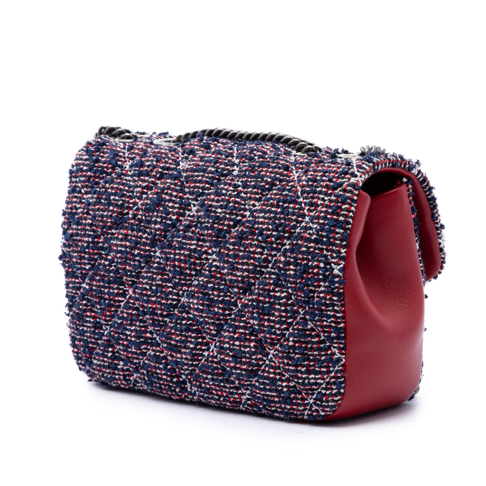 Chanel Sac bandoulière CC Matelassé Rabat simple Tweed Bleu – vue 2 – GABY PARIS