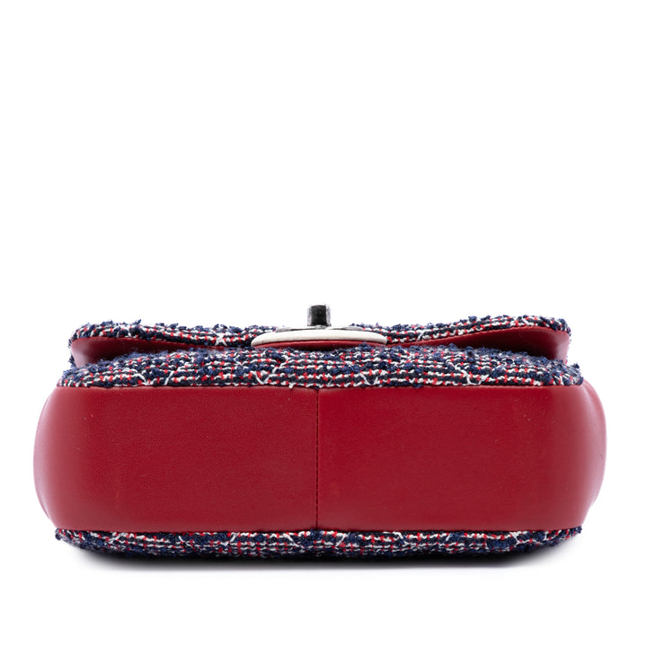 Chanel Sac bandoulière CC Matelassé Rabat simple Tweed Bleu – vue 3 – GABY PARIS