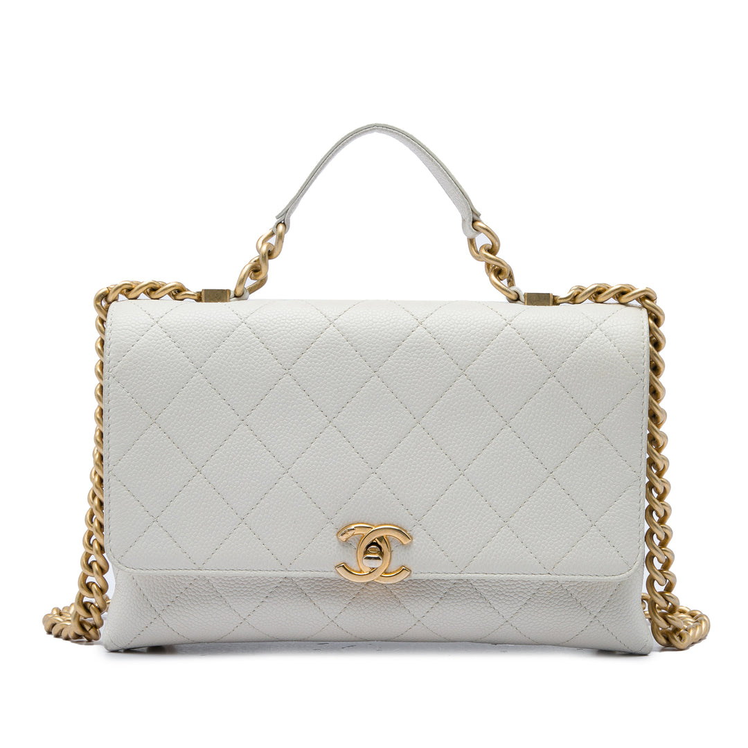 Surpiqué Chic Affinity sac à Moyen Cuir caviar Blanc