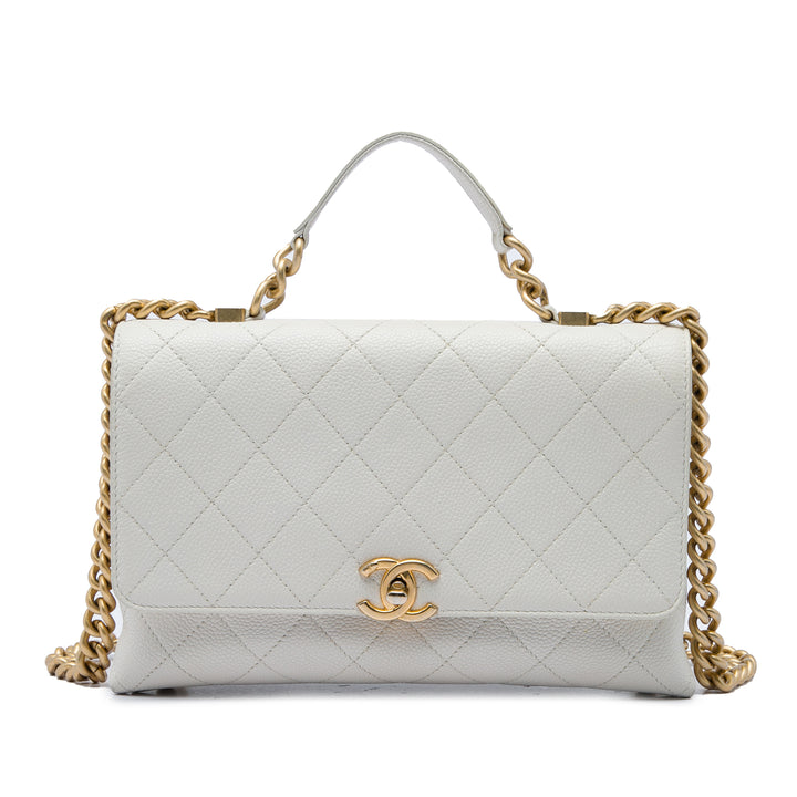 Surpiqué Chic Affinity sac à Moyen Cuir caviar Blanc