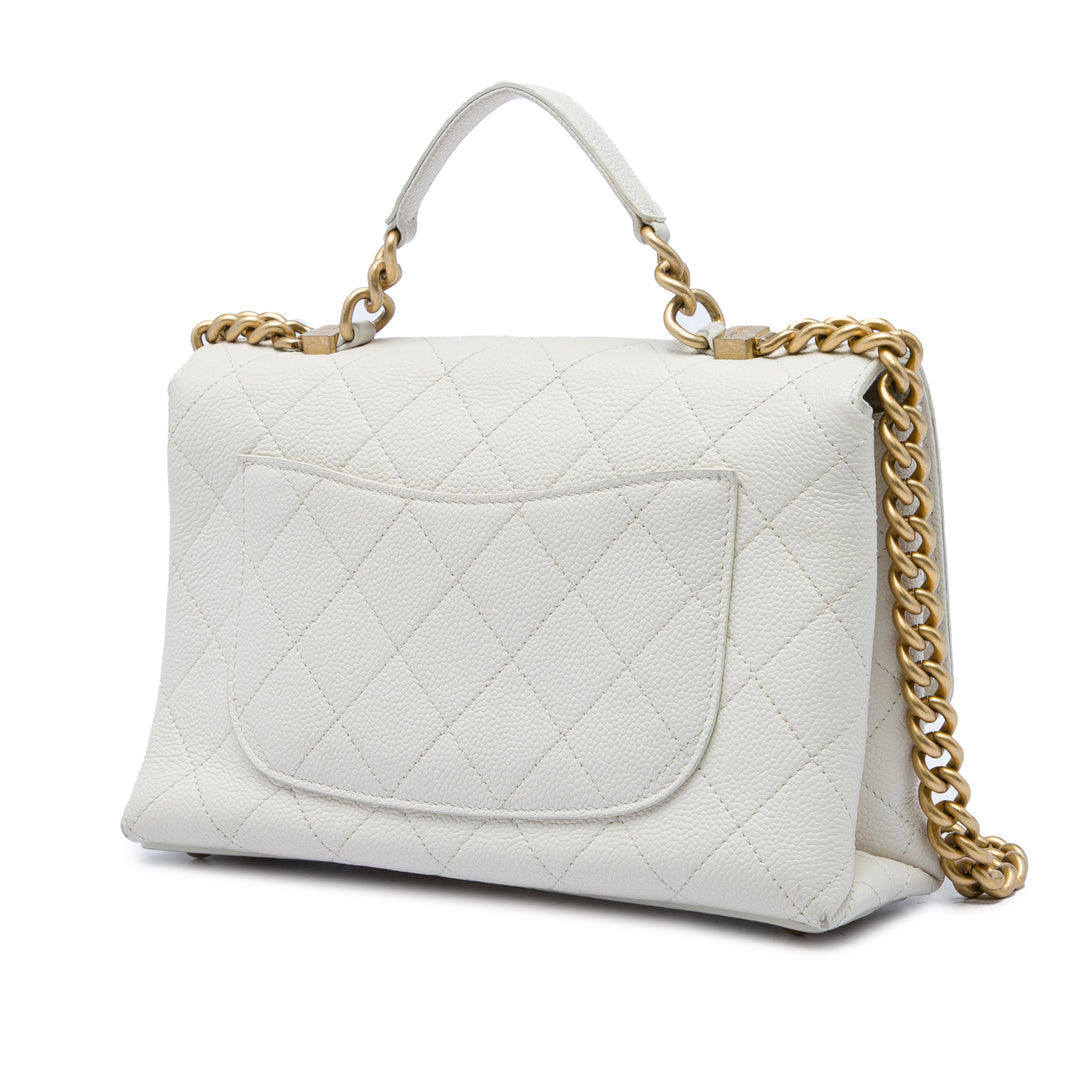 Surpiqué Chic Affinity sac à Moyen Cuir caviar Blanc