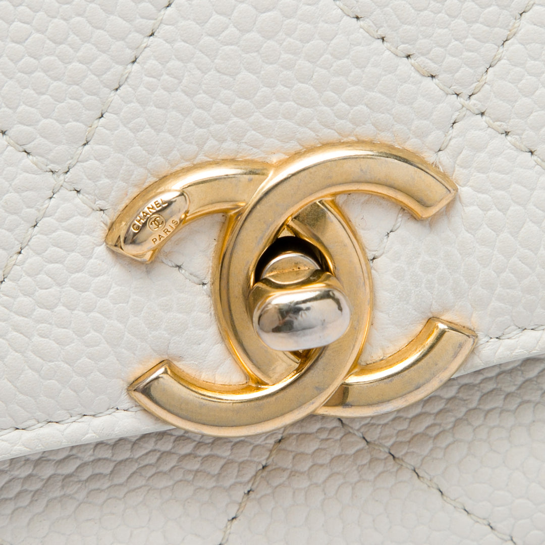 Surpiqué Chic Affinity sac à Moyen Cuir caviar Blanc