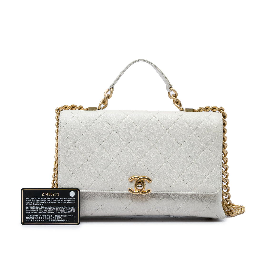Surpiqué Chic Affinity sac à Moyen Cuir caviar Blanc