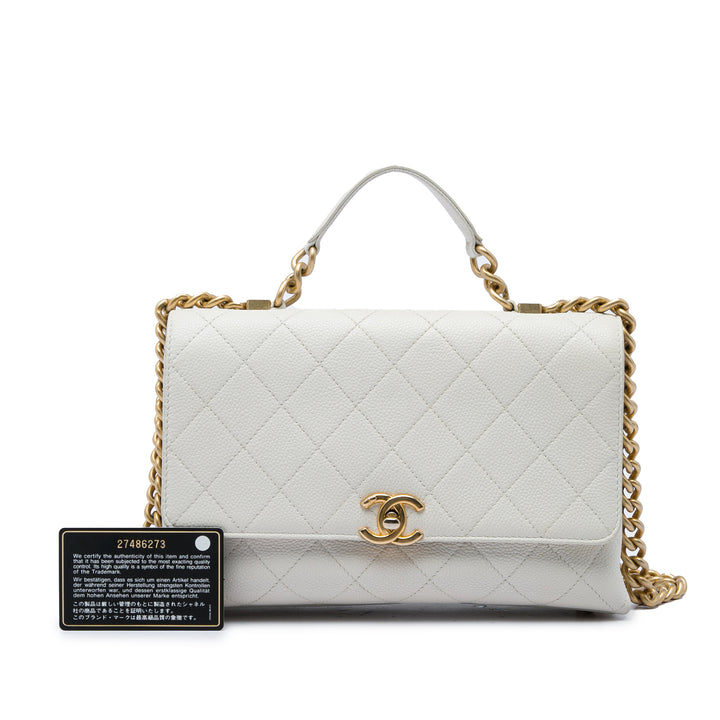 Surpiqué Chic Affinity sac à Moyen Cuir caviar Blanc