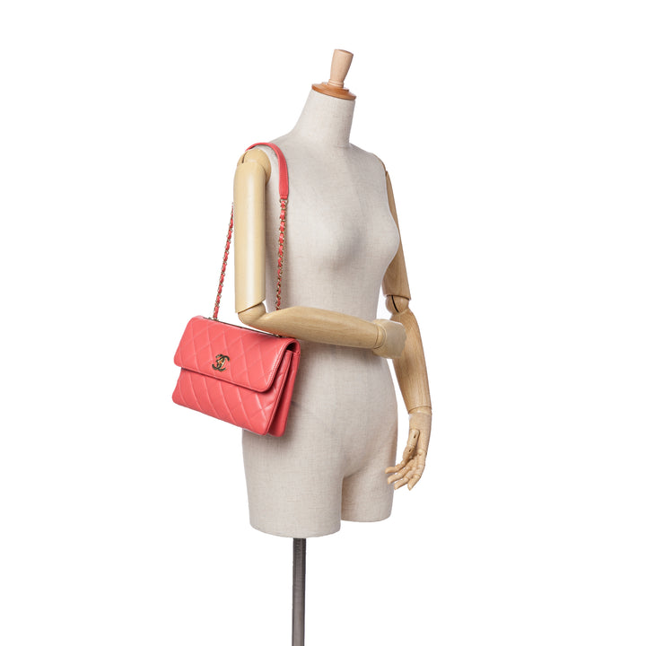 Quilted Lambskin Trendy CC Flap Pink - Gaby Paris