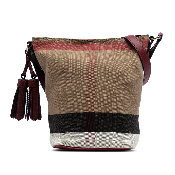 Burberry Mini Mega Check Toile Ashby Pompon Bucket Sac