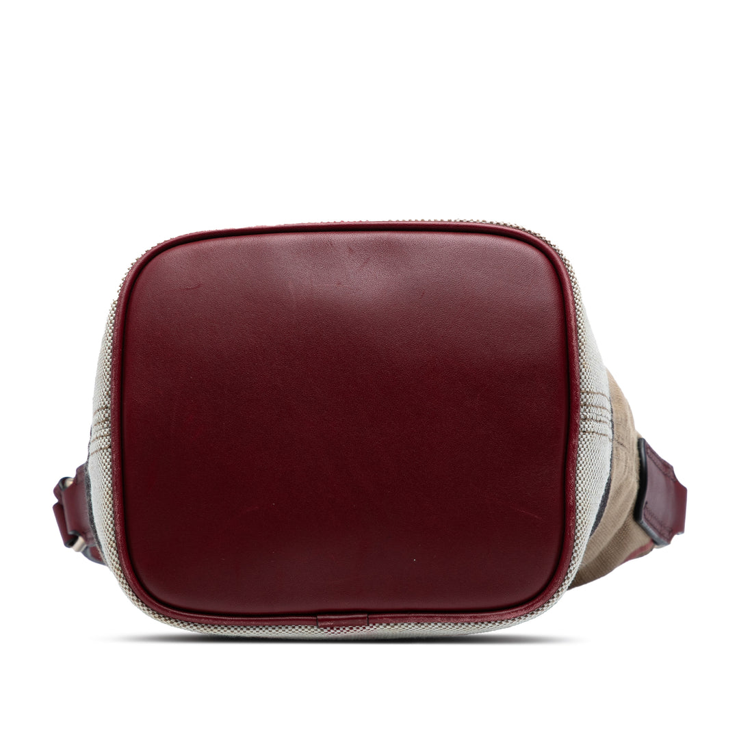 Burberry Mini Mega Check Toile Ashby Pompon Bucket Sac