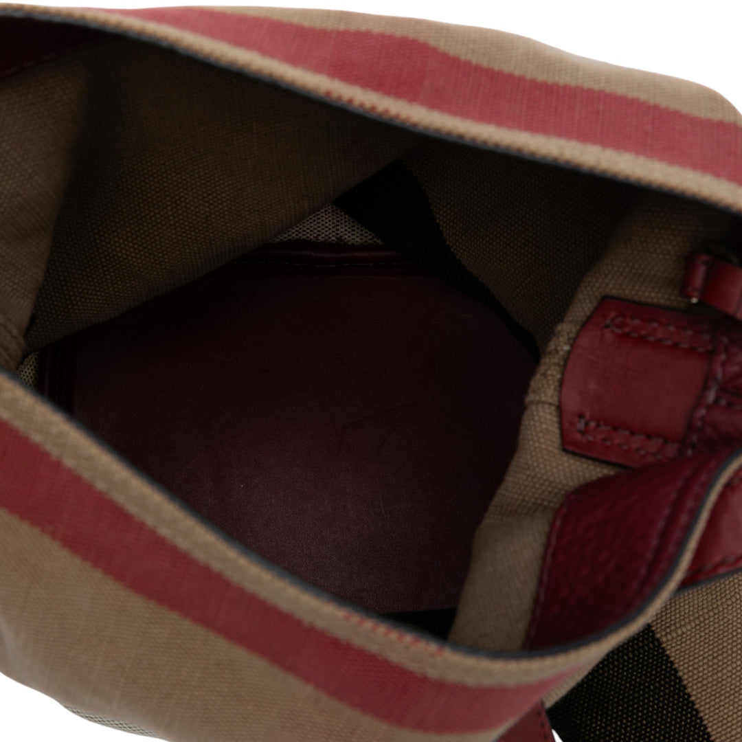 Burberry Mini Mega Check Toile Ashby Pompon Bucket Sac